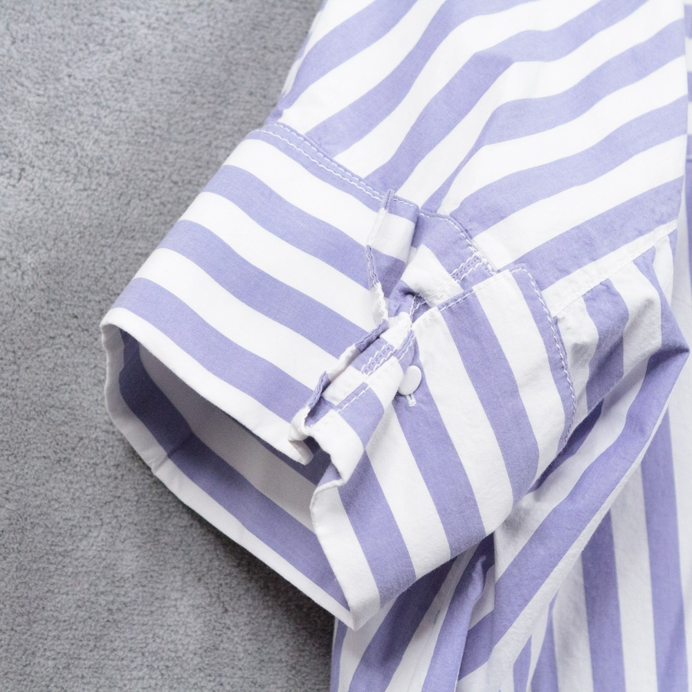 Banana Republic Lavender and White Striped Short-Sleeve Button Down Shirt - Picture 5 of 7
